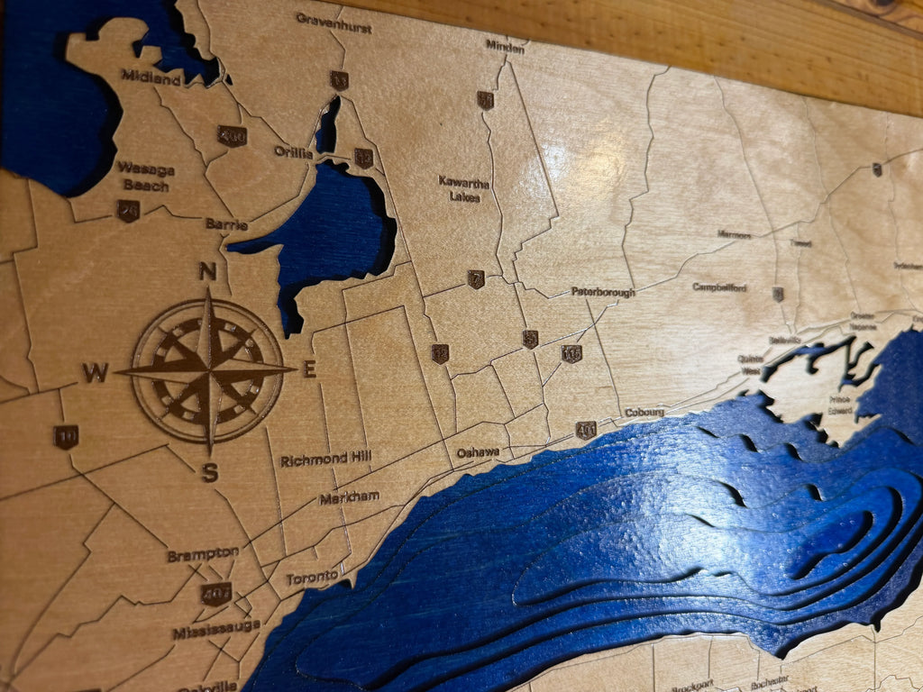Lake Ontario Layered Wood Map