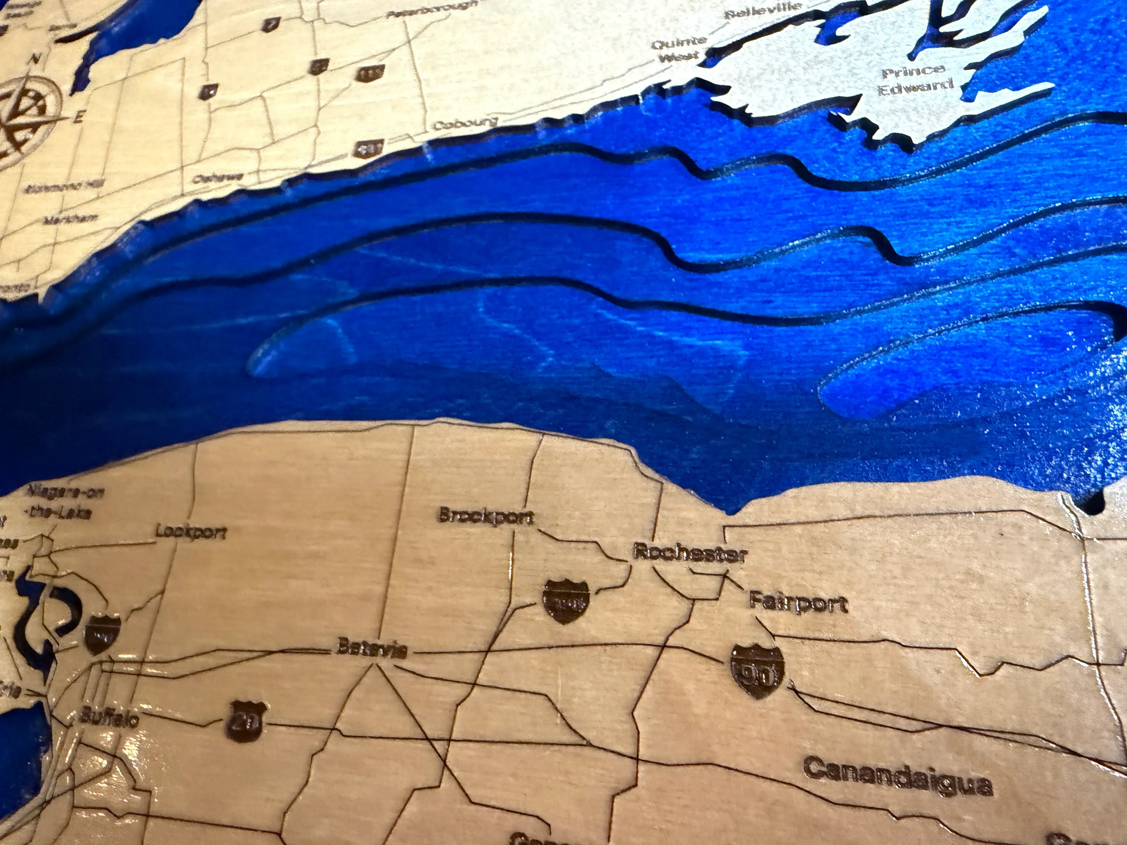 Lake Ontario Layered Wood Map