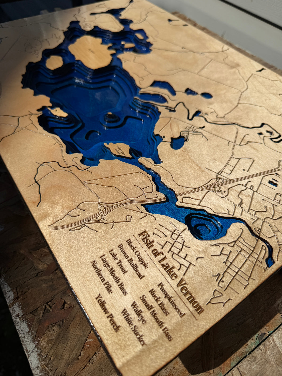 Lake Scugog 8 Layer Wood Map