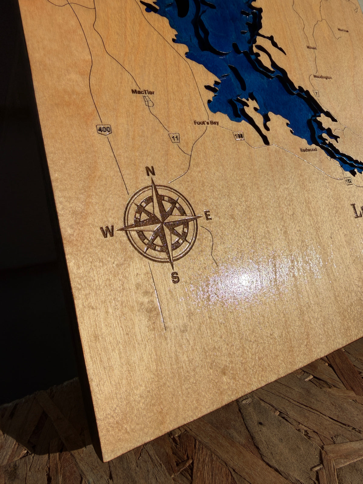 Lake Joseph Ontario 3D Layered Wood Map