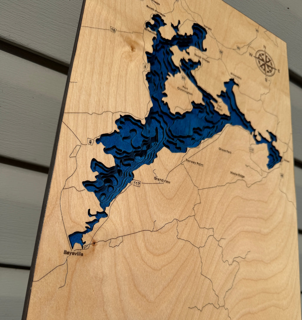 Lake of Bays 8-Layer Wood Map – Muskoka, Ontario