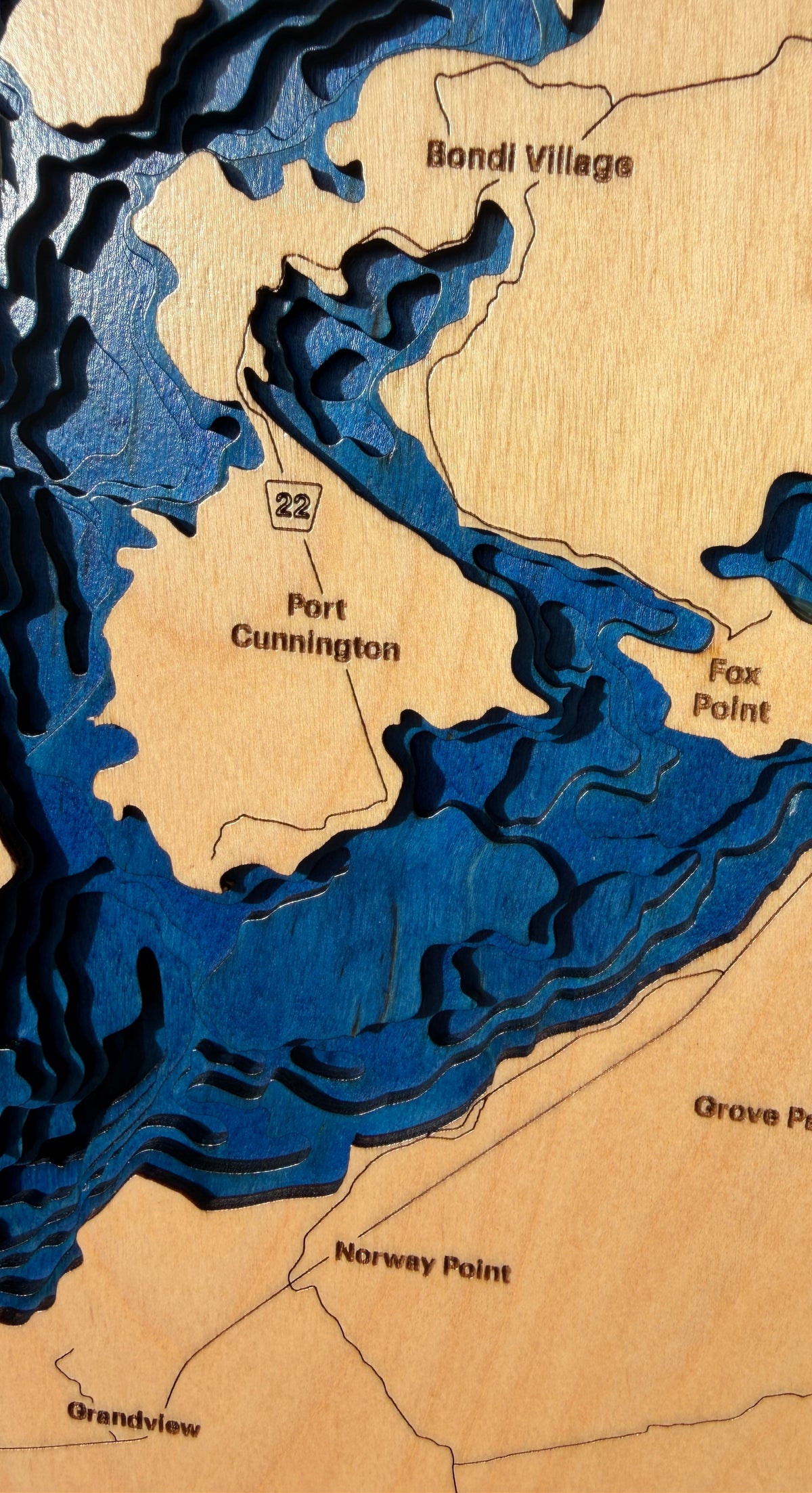Lake of Bays 8-Layer Wood Map – Muskoka, Ontario