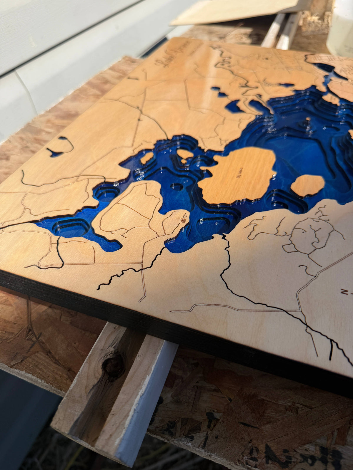 Lake Vernon 3D Layered Wood Map