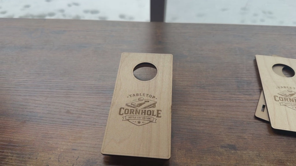 Tabletop Cornhole Board Set Bottle Cap Edition | Custom Engraved Wooden Game