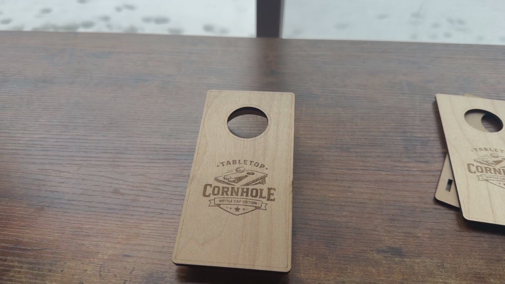 Tabletop Cornhole Board Set Bottle Cap Edition | Custom Engraved Wooden Game